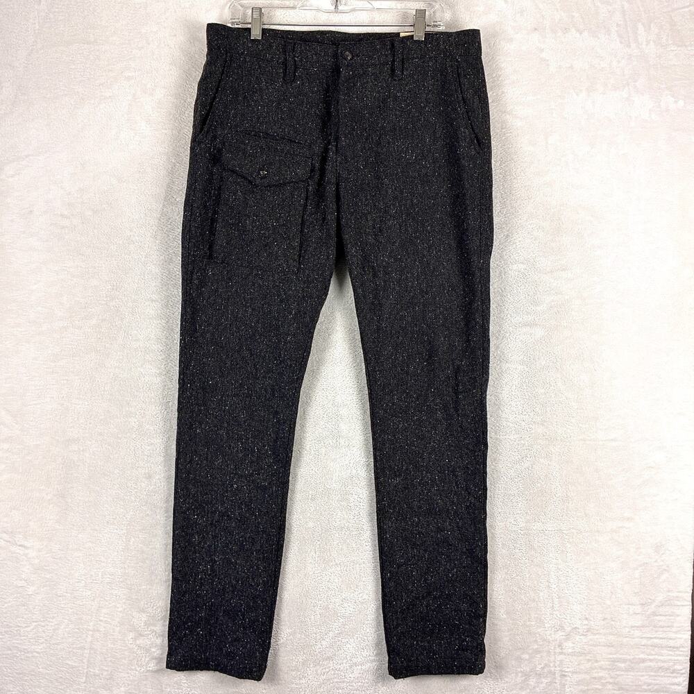 Novemb3r Pants Men 33 (34) Black Tweed Wool Patch Pocket Preppy Made in Italy